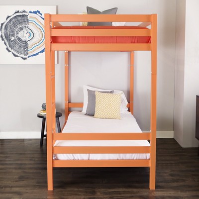 WE Furniture Premium Twin Metal Bunk Bed Coral