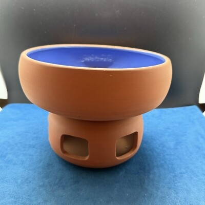 Vtg Bortner & Bortner Hot Dip Server Terra Cotta Queso Cheese Dip