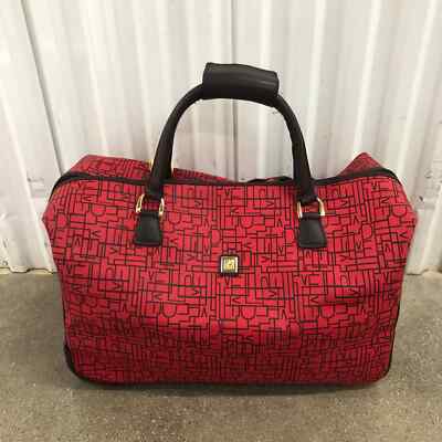 DVF Diane Von Furstenberg Luggage Travel Bag Red Brown Overnight