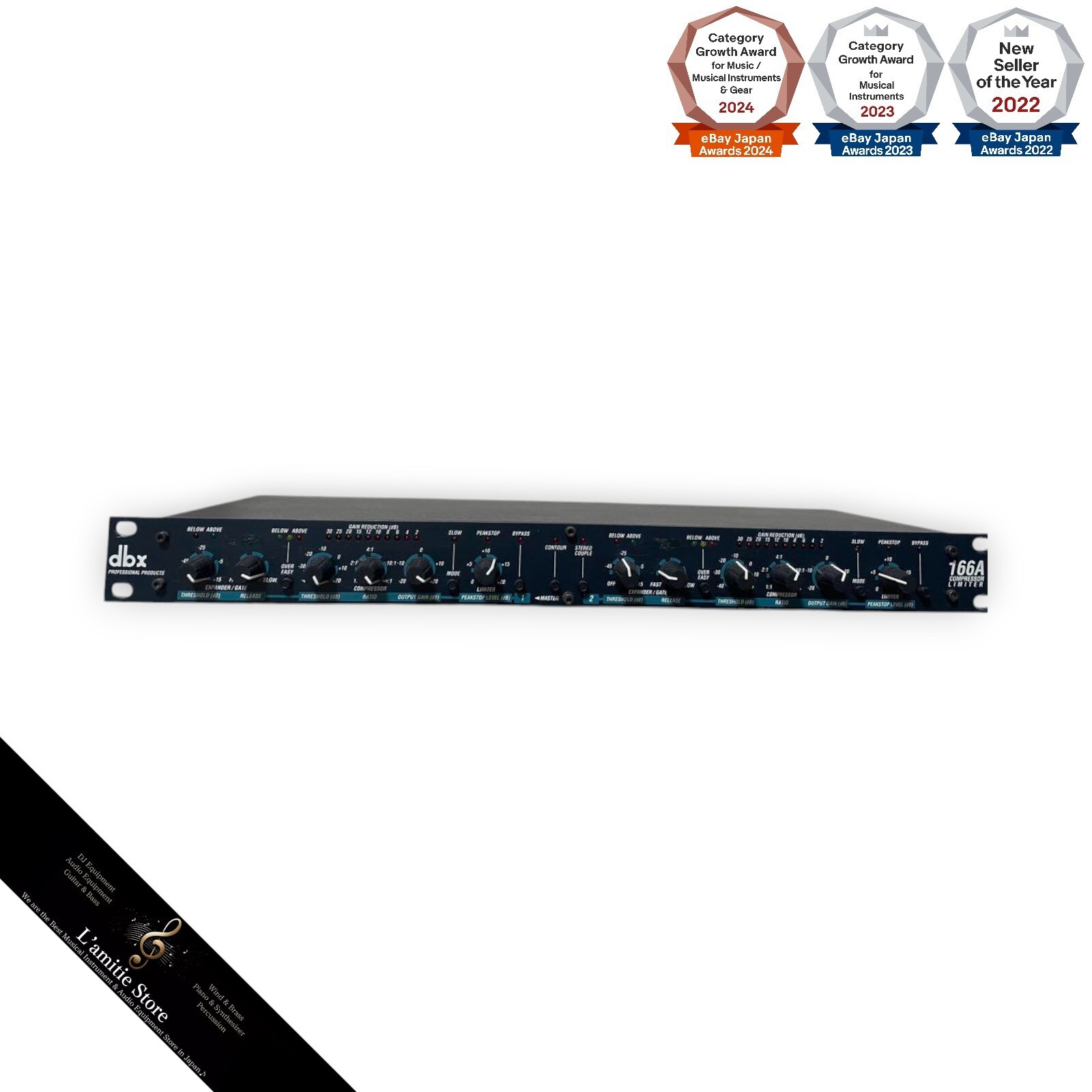 DBX 166A - 2 Channel Compressor Limiter Rack Mountable Japan