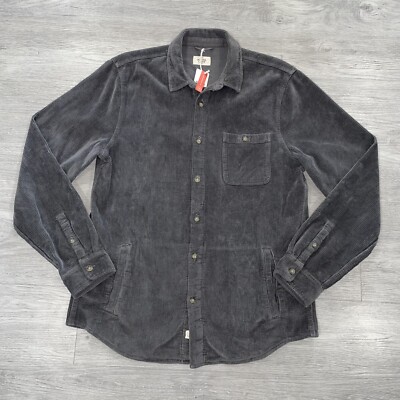 Marine Layer Classic Fit Men's Large Lightweight Corduroy Button Up Shirt Gray