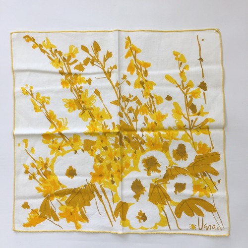 Vintage Vera Ladybug Cloth Napkins Yellow Gold Forsythia Floral Set of 6 Neumann