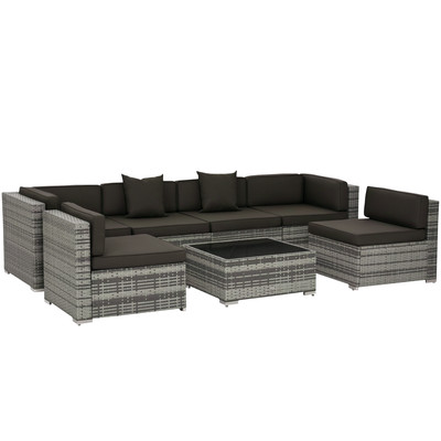 7PC Rattan Wicker Sofa Set Sectional Couch Cushioned Furniture Patio Outdoor