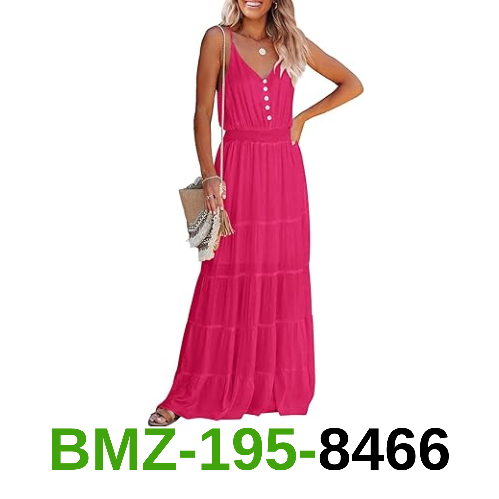 PRETTYGARDEN Women's Casual Summer Dress Spaghetti Strap Sleeveless High Waist,S