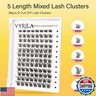 VYRILA Lash Clusters 8-16mm, False Eyelashes 96pcs, Cluster Eyelash Extensions Matte Black Soft, Diy Lash Extensions D Curl Natural Lash Clusters Faux Mink Lashes Wispy（Tide,96pcs,0.07,D,8-16MIX)