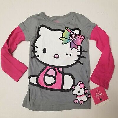 Y2K Hello Kitty Top Long Sleeve Shirt Girls 5 Pink Cute Kawaii Bow Puppy Dog Pet