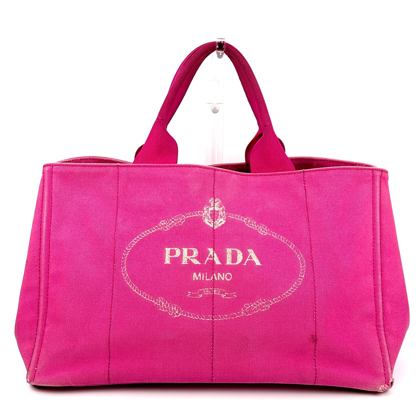 バッグ PRADA CANAPA SPORT CANVAS TOTE BAG Prada Canapa White Denim Canvas Hand Tote Bag, Fair-Good