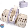Travel Makeup Bag Women's Large Capacity Cosmetic Portable Organizer Large Opening Waterproof Storage Toiletry Bags Vertical Free-Standing Brush Holder for Easy Access Purple
