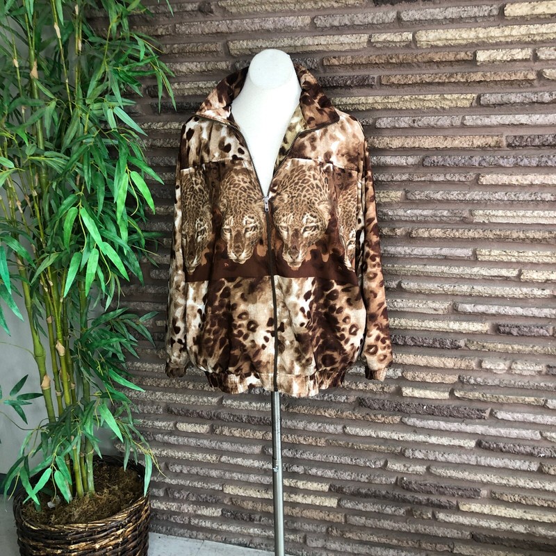 Kaktus Plus Cheetah Leopard Print Oversized Vintage Bomber Jacket