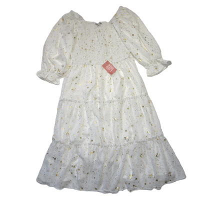 NWT Ivy City Co. Midsummer Nights Midi in White Gold Star Smocked Dress XXL