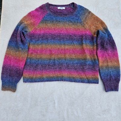 BB Dakota Steve Madden Sweater Womens 2XL Rainbow Ombre Striped Cozy Stretch