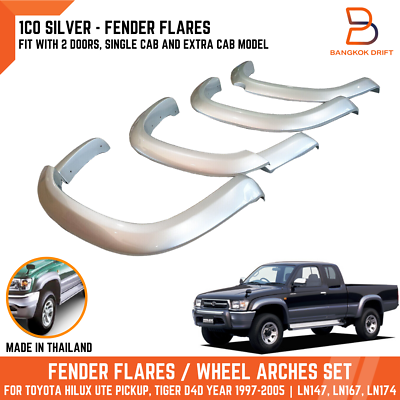 1CO Silver Fender Flares For Toyota Hilux Pickup Tiger 97 04 LN167