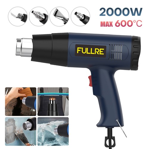 2000W Professional Hot Air Heat Gun Adjustable Speed/Temperature with 4 Nozzles
