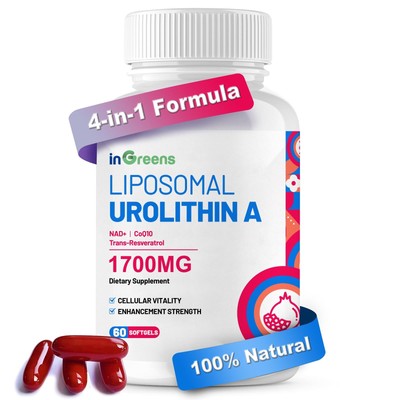 inGreens Liposomal Urolithin A Supplement - 1700mg Per Serving (60 Softgels, ...