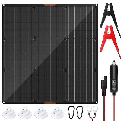 50W Solar Panel 12V Trickle Charger Battery Charger Kit Maintainer Boat Car RV