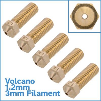 5pcs Brass 1.2mm Nozzle For Volcano Hotend Extruder 3mm Filament Spare Parts