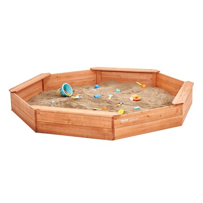 VEVOR Wooden Sandbox with Cover Octagonal Sand Box Sand Pit Outdoor Ages 3-12
