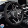 KAFEEK Elastic Stretch Steering Wheel Cover,Warm in Winter and Cool in Summer, Universal 15 inch, Microfiber Breathable Ice Silk, Anti-Slip, Odorless, Easy Carry,Black