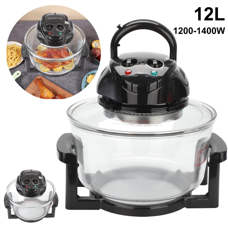 12L Heissluft Fritteuse Digital Backofen fettfrei Drehgrill Pommes 1300W Backzub