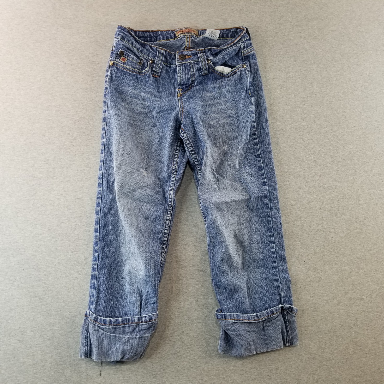Paris Blues Jeans Womens Sz 3 Cuffed Capri Med Wash Normcore Cute Trendy Stretch
