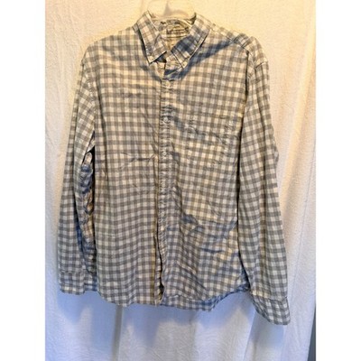 J.Crew Mens Secret Wash Shirting Grey White Gingham Stretch Button Down Shirt L