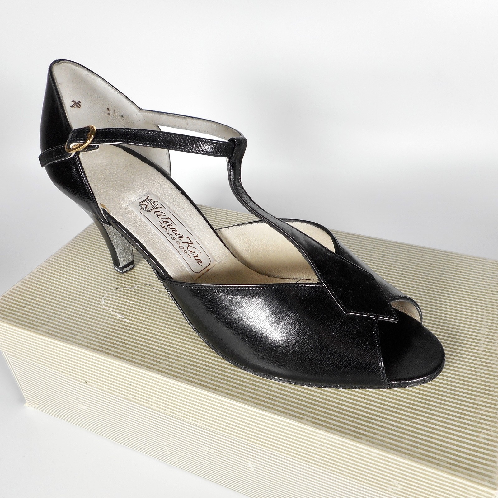 Werner Kern Womens Glenda Black Ballroom  Dance Shoe Leather Open Toe UK 7 US 9