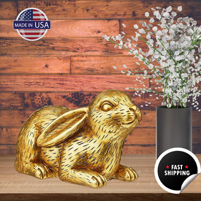 Adorable Laying down Metallic Gold Resin Bunny 7''  Home Decor US