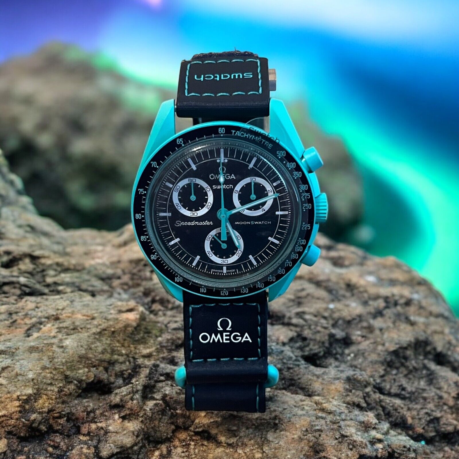 SWATCH OMEGA Moonswatch Mission To Earth Polar Lights New | eBay SWATCH OMEGA Moonswatch Mission To Earth Polar Lights New | eBay