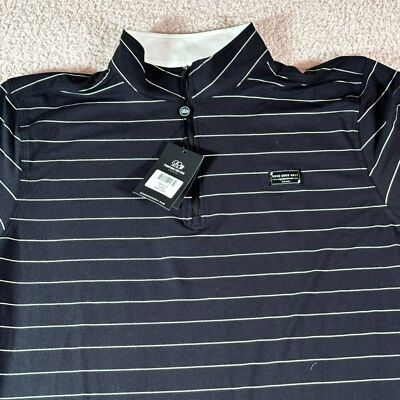 Good Good Golf Mens 1/4 Q Zip Pullover Sweater Fade Black White Stripe Sz XL NWT