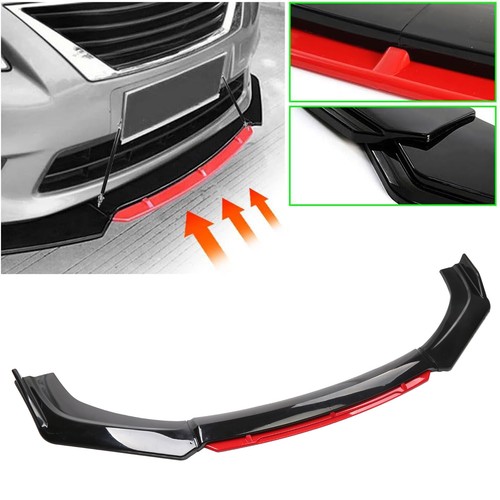Gloss Black & Red Front Bumper Lip Splitters Spoiler For VW