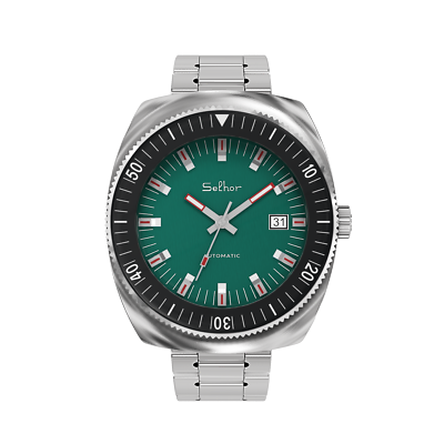 NEW Men s SELHOR Vintage Diver Automatic Watch Green Black All