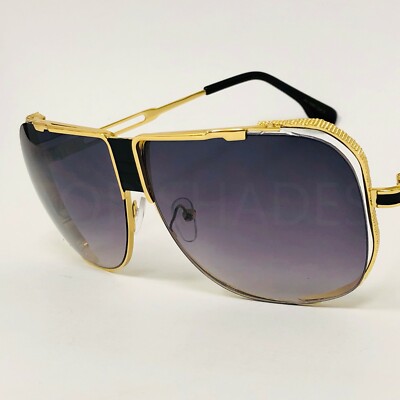 Oversized Square Pilot Style Sunglasses Metal Retro Gold Frame Men Women Fashion