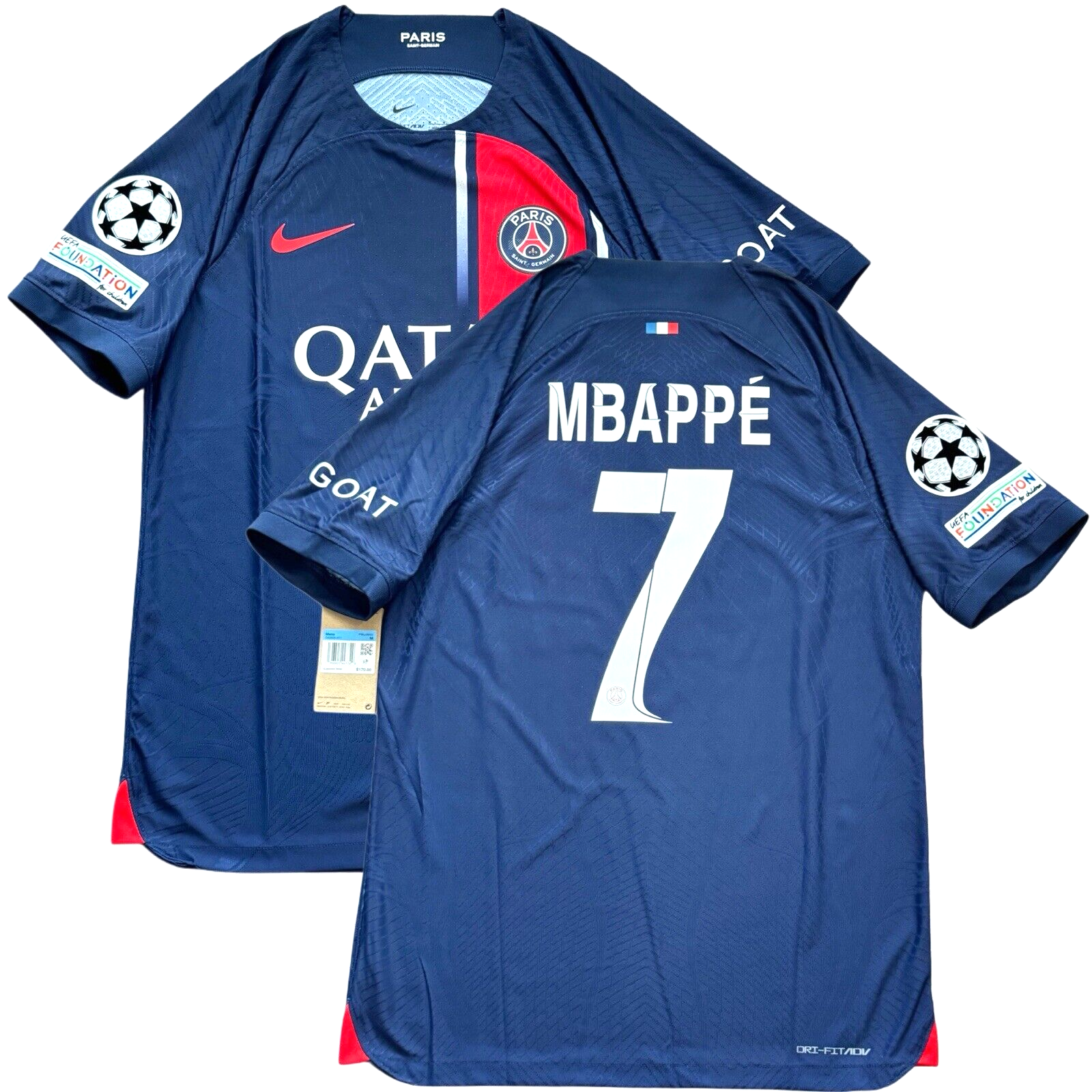 2023/24 PSG Authentic Home UCL Jersey #7 Mbappe Medium Nike