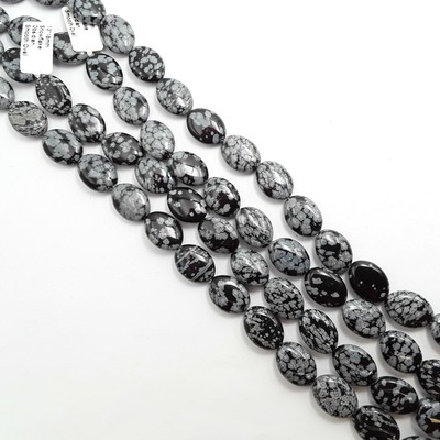 Snowflake Obsidian Smooth Oval Size 13x18mm 15.5'' Strand (13x18mm)