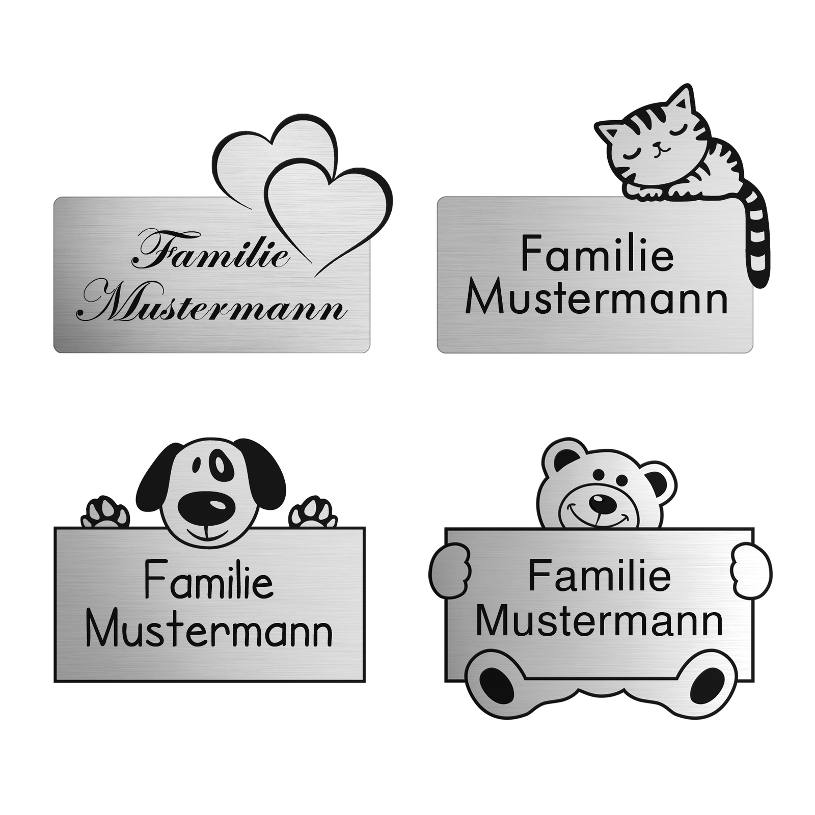 Namensschild Briefkastenschild Klingelschild Türschild mit Gravur selbstklebend