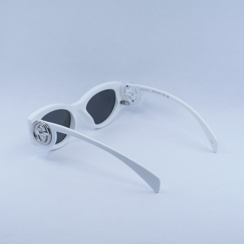 Pre-owned Gucci Gg1691s 006 White/grey Silver Mirror 54-19-145 Sunglasses Authentic