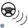 Steering Wheel Covers, 3PCs Carbon Fiber Anti-Skid Clip on Car Steering Wheel Cover Protector Universal for Most Car Wheel, Black