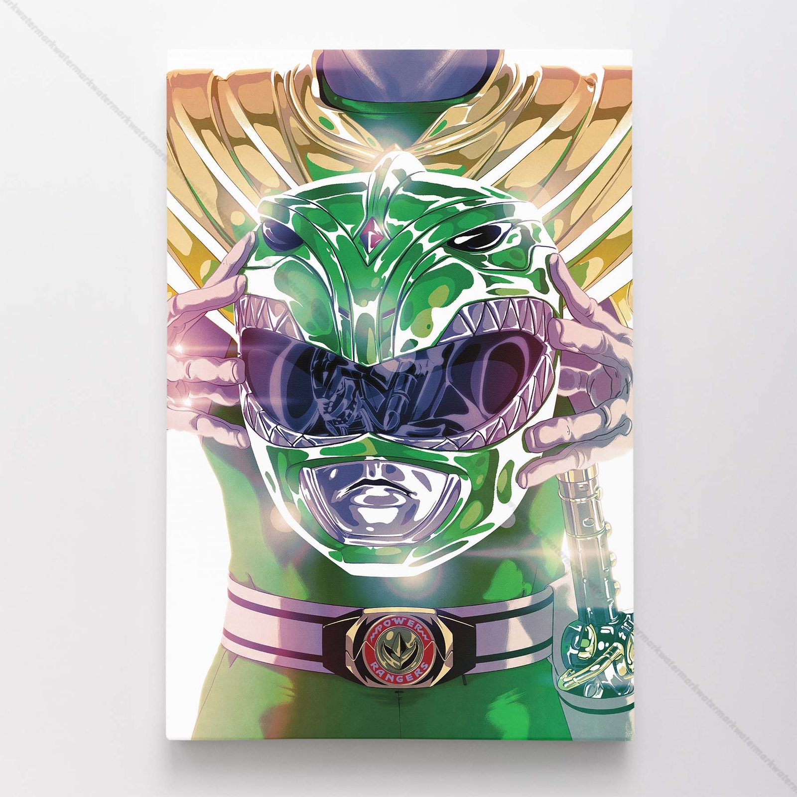 Power Rangers Poster Canvas Mighty Morphin Green Ranger Comic Art Print #7842