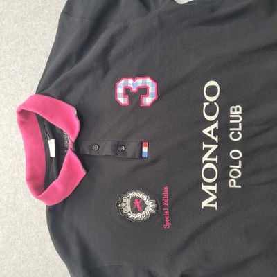 Monaco Polo Club French Riviera Men's XL #3 Black Short Sleeve Polo 