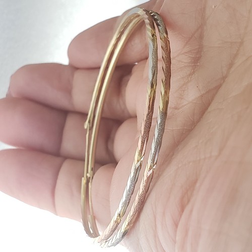 Pre-owned Rosegold Large Big 14k Yellow White Rose Gold Hoop Earrings 2.25 Inches Long