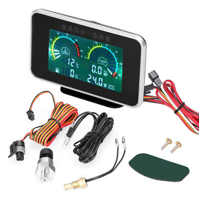 4-in-1 Car LCD Digital Meter Oil Pressure Voltage Water Temperature Fuel Gauge