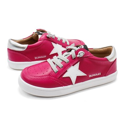 Old Soles Platinum Runner Leather Sneaker - Pink Leather Shoes for Little Kids