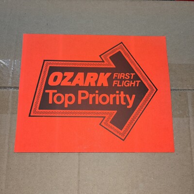 VINTAGE OZARK AIRLINES STICKER DECAL 6 x7  NOS - First Flight Top Priority