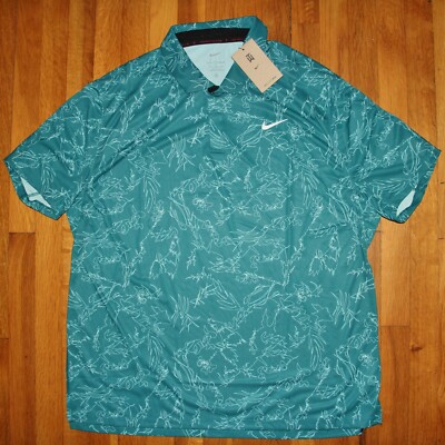 Nike Dri-Fit ADV TW Tiger Woods Golf Polo Men XL DX6092-381 Green Print New