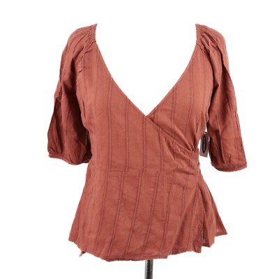 Old Navy Women Puff-Sleeve Tie-Belt Smocked Wrap Top Shirt Size S NEW NWT