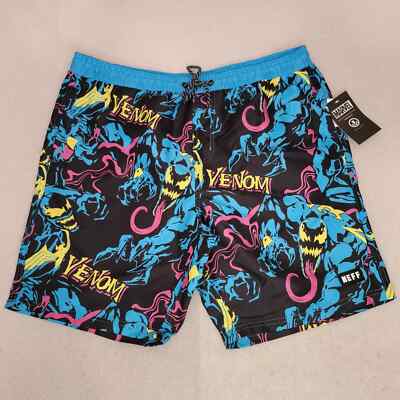 Neff Marvel Venom Swim Trunks Mens XL Extra Large Blue Board Shorts Comics NWT