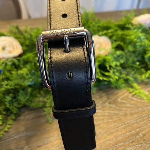 Michael Kors belt small black leather Square Buckle 554581