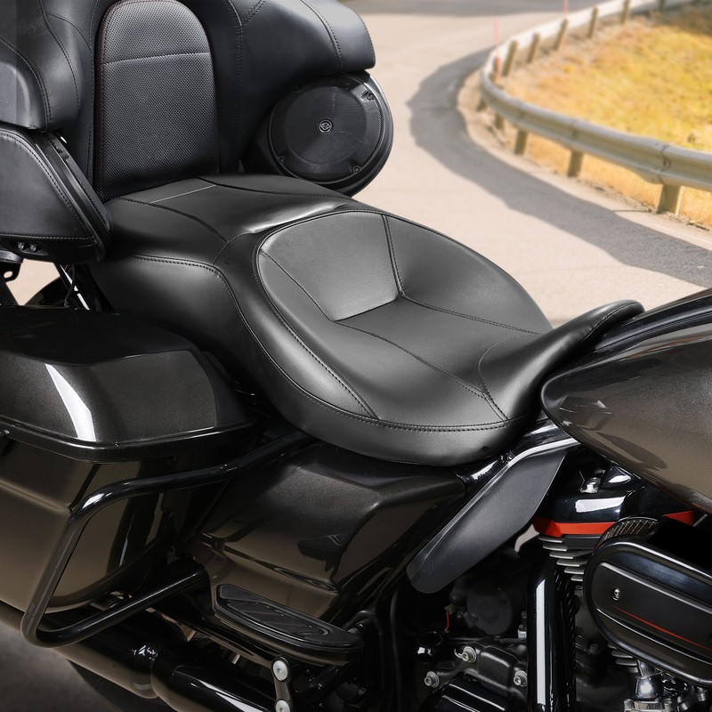 バイク　ソロシート　ハーレー Leather Motorcycles Seats Amazon.com: Two Pieces 2-Up Motorcycle Driver Passenger Low