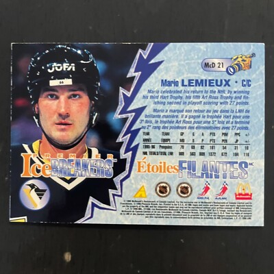 1997 Pinnacle McDonalds #McD-21 Mario Lemieux Premier Ice Breakers