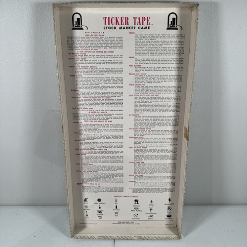 Ticker Tape Vintage Board Game 1963 Chicago Stock Market Game Cadaco-Ellis VTG